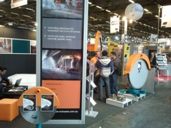 Echidna displaying excavator diamond rocksaws at Intermat 2012